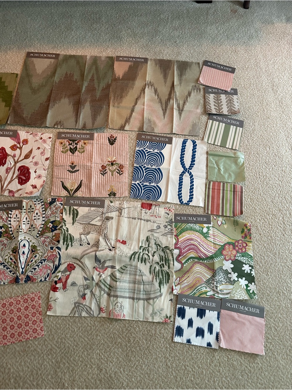 Schumacher Mixed Pastel & Blue Fabric Swatch Collection